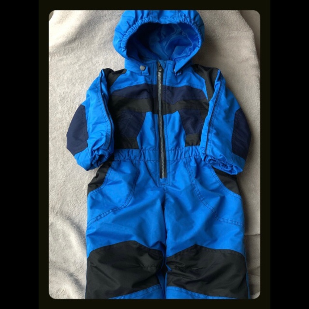 Blue & Black One-piece Snowsuit - 18M